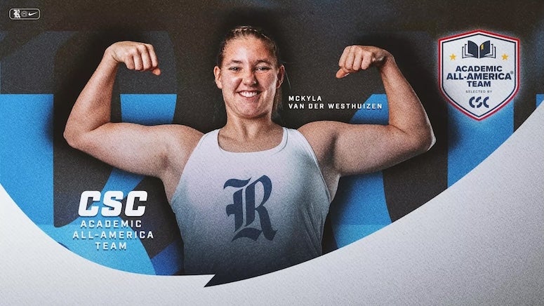 Rice women's track and field athlete Mckyla Van der Westhuizen added one more honor to her stellar career after being named a CSC Academic All-America First Team, the organization announced Wednesday morning.  