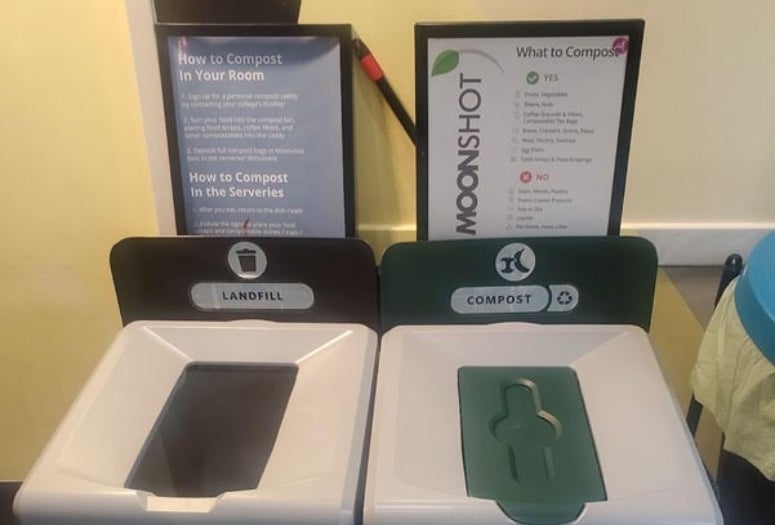Composting station at a servery
