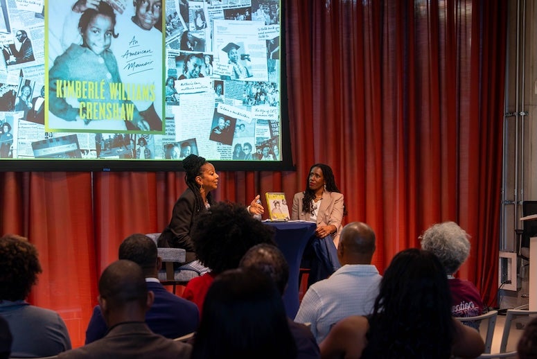 Kimberlé Crenshaw, left, speaks with Rice sociologist Elizabeth Hordge-Freeman during a Sept. 14 event hosted by the Department of Sociology. Their conversation explored the experiences that shaped Crenshaw’s scholarship, including her groundbreaking work on critical race theory and intersectionality.