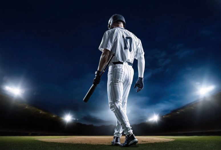 Stock photo of a baseball player. 