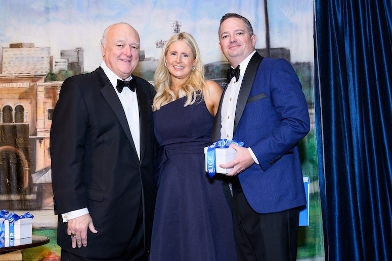 Bucky Allshouse (left) with honorees Elle ’00 and Clarke Anderson ’01 at the for Rice's Honour event, 2026
