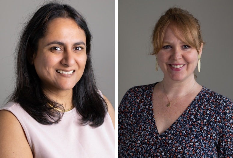 A headshot of a south Asian woman and a headshot of a white woman.