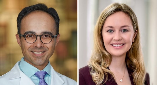man and woman headshots side by side