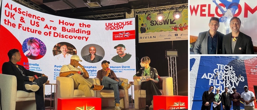 Rice researchers and collaborators participate in discussions at UK House during SXSW, exploring topics from AI-driven discovery to global innovation partnerships.