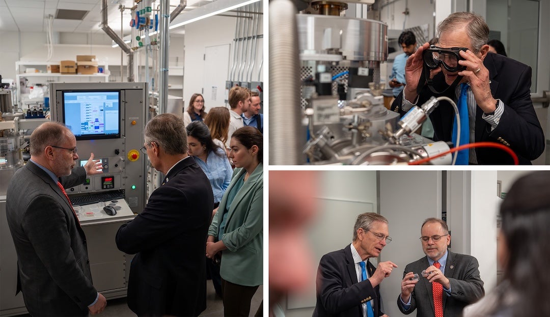 photo collage of visitors to lab