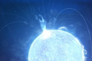 An artist's impression of a magnetar eruption. (Image courtesy of NASA's Goddard Space Flight Center)