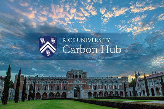 Carbon Hub logo above photo of Lovett Hall