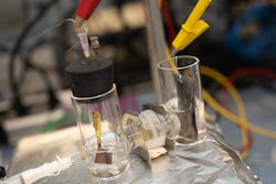 Rice University engineers have designed a catalyst of ruthenium atoms in a copper mesh to extract ammonia and fertilizer from wastewater. The process would also reduce carbon dioxide emissions from traditional industrial production of ammonia. (Credit: Jeff Fitlow/Rice University)