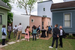 Rice Architecture Construct hosted an open house for its Auxiliary ADU, an energy-efficient accessory dwelling unit in Houston’s First Ward, on April 26. (Credit: Brandon Martin/Rice University)