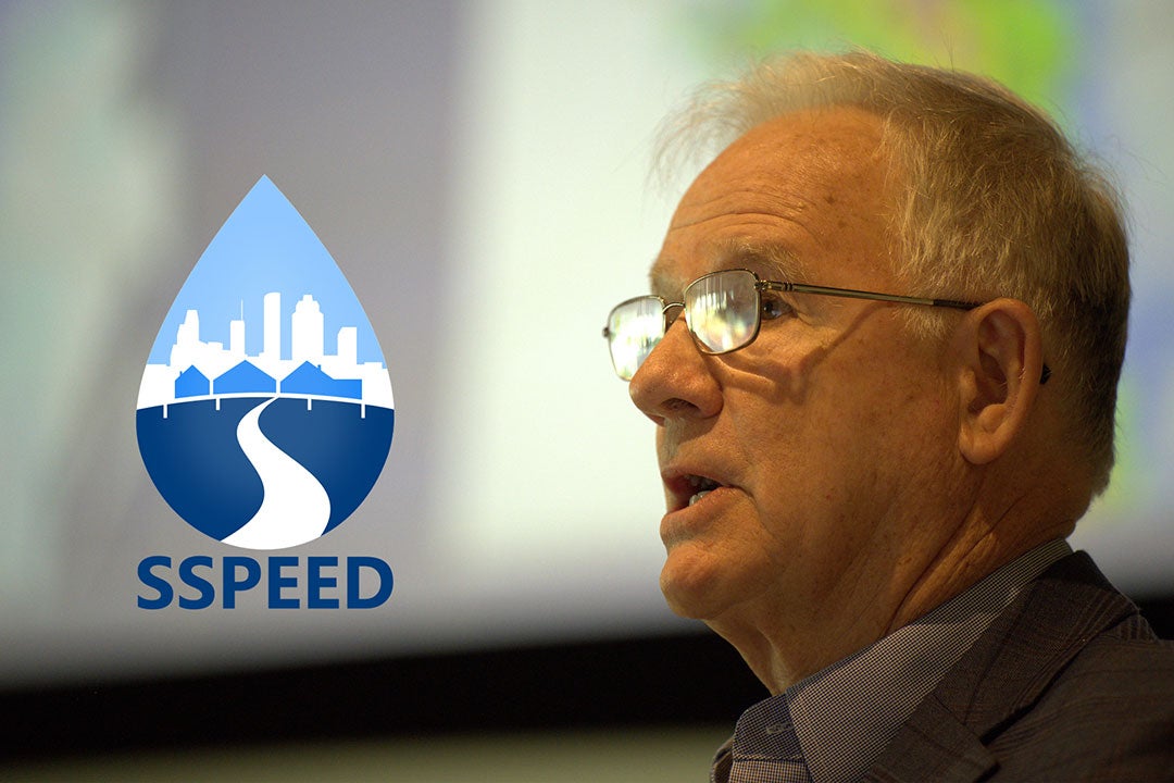 Phil Bedient speaking at SSPEED Center's post-Harvey conference April 28, 2022