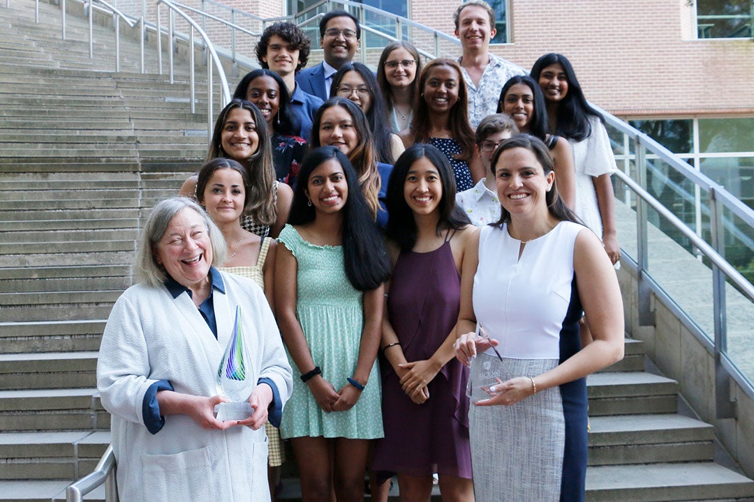 Virginia Sall and Dr. Tara Barry with Rice global health technologies students May 6 