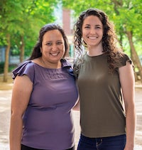 Rice University Professor Sibani Lisa Biswal, left, and graduate student Dana Lobmeyer co-authored a study that describes how interfacial shear influences grain boundary movements through colloidal crystals. (Credit: Quan Nguyen/Rice University)