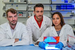 From left, Rice University bioscientist James Chappell and graduate students Andrea Ameruoso and Maria Claudia Villegas Kcam have developed a CRISPR-based technique that could boost the search for new antibiotics. (Credit: Jeff Fitlow/Rice University)