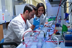 https://news-network.rice.edu/news/files/2022/07/0705_CRISPR-4-web.jpg Rice graduate students Andrea Ameruoso and Maria Claudia Villegas Kcam prepare DNA for an experiment to target “silent” genes in a strain of bacteria that show potential for developing new antibiotics. (Credit: Jeff Fitlow/Rice University)
