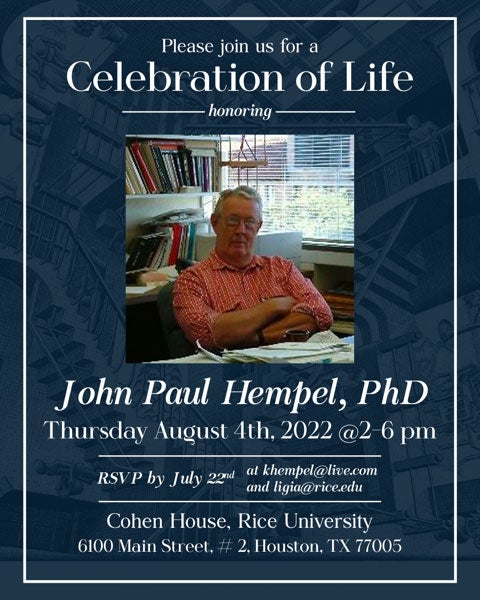 John Hempel celebration of life flyer