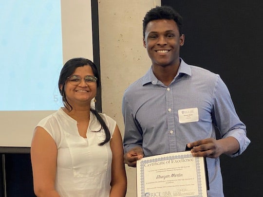 Amruta Pai and Eleazar Martin of Rice. 