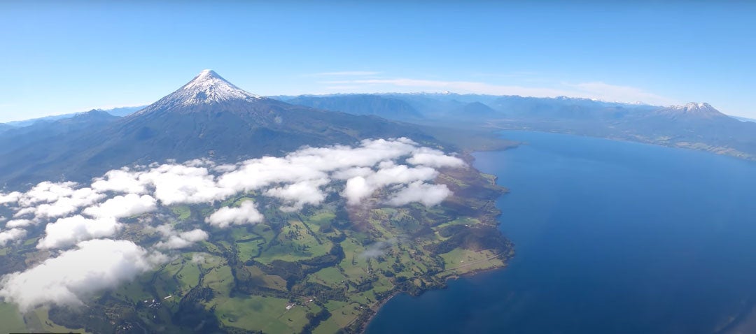 View from helicopter near Chile's Cordon Caulle volcano.