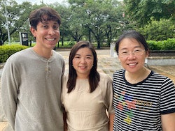From left, Rice University undergraduate student Jeffrey Vanegas, chemical and biomolecular engineer Xue Sherry Gao and postdoctoral researcher Jie Yang led the effort to modify a gene editing tool to serve as a diagnostic test for the presence of the SARS-CoV-2 virus. (Credit: Rice University)
