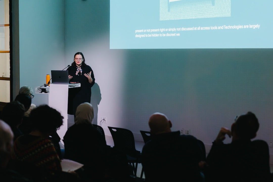 ​​Bess Williamson, a historian of design and material culture, gave a lecture at Rice University’s MD Anderson Hall Jan. 22, focusing on the history of built environments for disabled people.