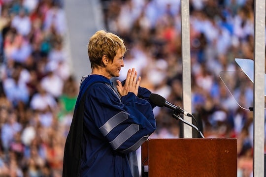 Peggy Whitson speaks during the 111th commencement ceremony.