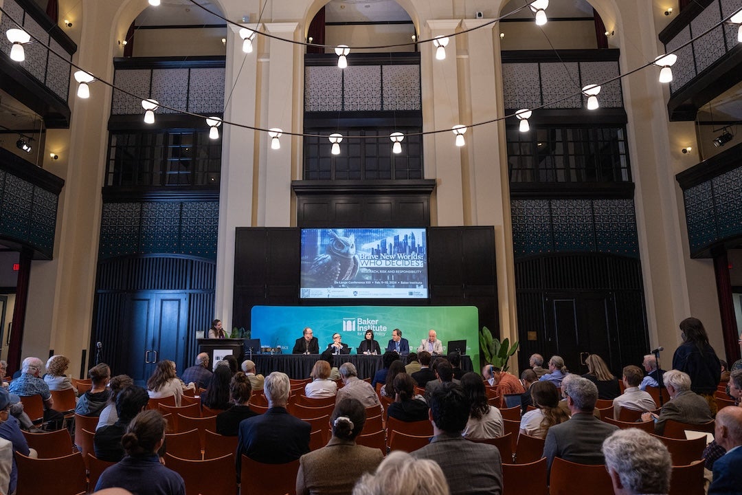 Rice University’s 2024 biennial De Lange Conference featured an array of distinguished speakers, artists and researchers who engaged in thought-provoking discussions regarding timely technological and environmental topics Feb. 9-10 at the Baker Institute for Public Policy.