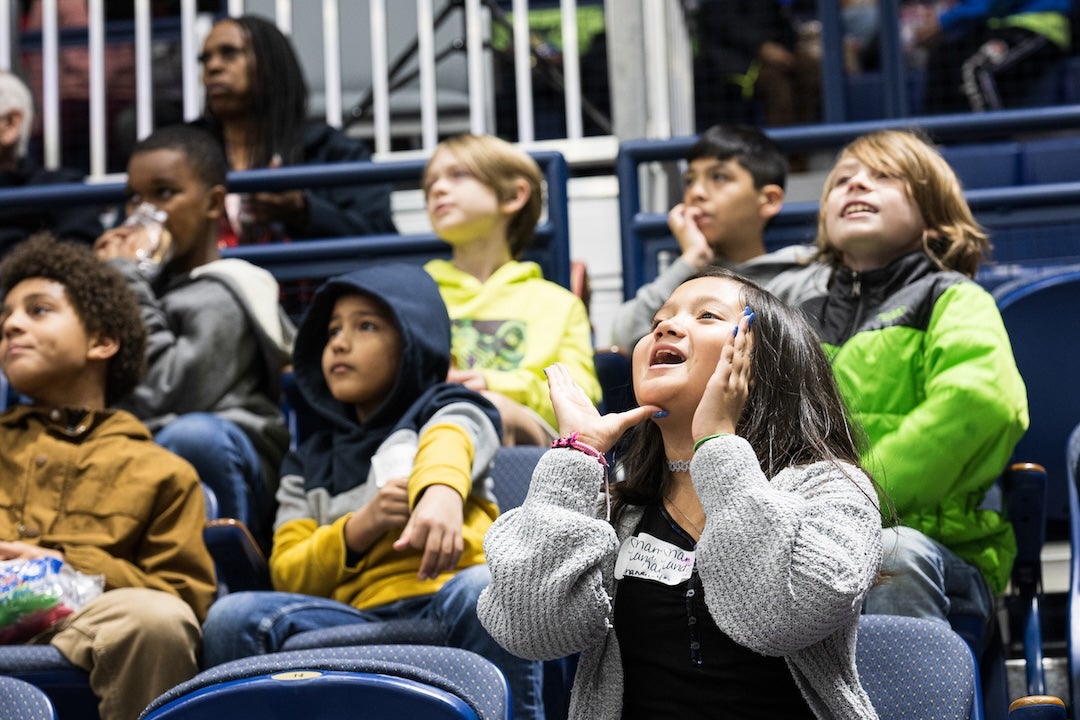Tudor Fieldhouse was packed with energy and excitement Dec. 13 as Rice Athletics and the Rice University School Mathematics Project (RUSMP) hosted Houston-area students for the 10th annual School House Mania.