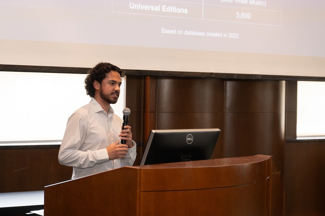 The Fondren Fellows program at Rice University hosted its annual Fondren Fellows Showcase event April 15, where Rice students showcased their inquiry-based projects through lightning talks at the Kyle Morrow Room.   The Fondren Fellows program enables Rice undergraduate and graduate students to work on experiential learning projects focused on library and archival collections, services, spaces and skills. The students work with mentors on the projects, which have a tie to Fondren Library.   This year’s cohort developed a range of projects from creating workshops on artificial intelligence to studying the history of Rice to raising awareness of library services.   One of the many projects displayed at the showcase was the work of fellows under mentor Molly Morgan, a senior lecturer in the Department of Anthropology at Rice.   The goal of the project, “Finding and Mapping Archival Images from Historical Plantations of Brazoria County,” is to contribute to an ongoing endeavor to identify, map and store digitized archival images from historical plantations in Texas’ Brazoria County. This work supports the research of several academic historians, archaeologists, cultural heritage managers and public history professionals who are part of a continued movement to shift the narrative on the history of Texas.   “The team was able to accomplish a really impressive amount of work through this project,” Morgan said. “They not only found, geo-referenced and made publically available archival images from historical plantations of Brazoria County, but they also offered a critical look at processes of remembering and forgetting that are part of social dialogue and heritage around the history of captive labor.   “The digital humanities exhibits they created for heritage organizations in Brazoria will be incredibly useful toward filling gaps in local histories and serving as talking points on the legacy of slavery and racial injustice.”   Click  here to learn more about Fondren Fellows.