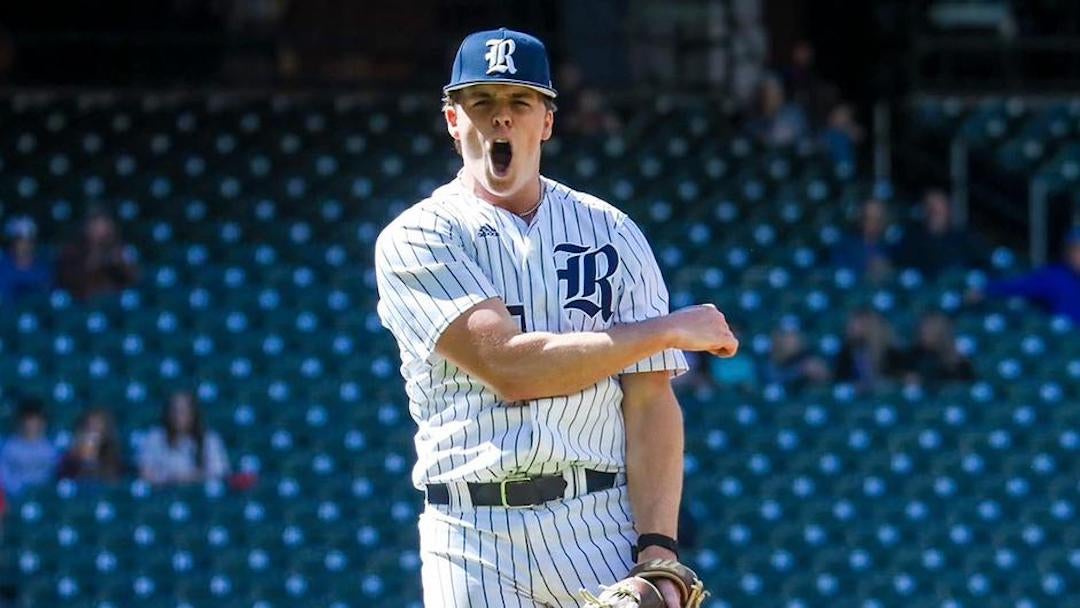 Rice's Justin Long celebrates after closing out the win over No. 24 ranked Texas Tech University in the opening game of the Shriners Children's College Classic on Friday, March 3.
