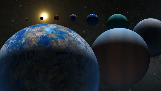 An illustration of various types of known exoplanets