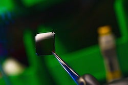 A two-dimensional coat of a perovskite compound is the basis for an efficient solar cell that might stand up to environmental wear and tear, unlike earlier perovskites. Engineers at Rice University raised the photovoltaic efficiency of 2D perovskites by up to 18%. (Credit: Jeff Fitlow/Rice University)