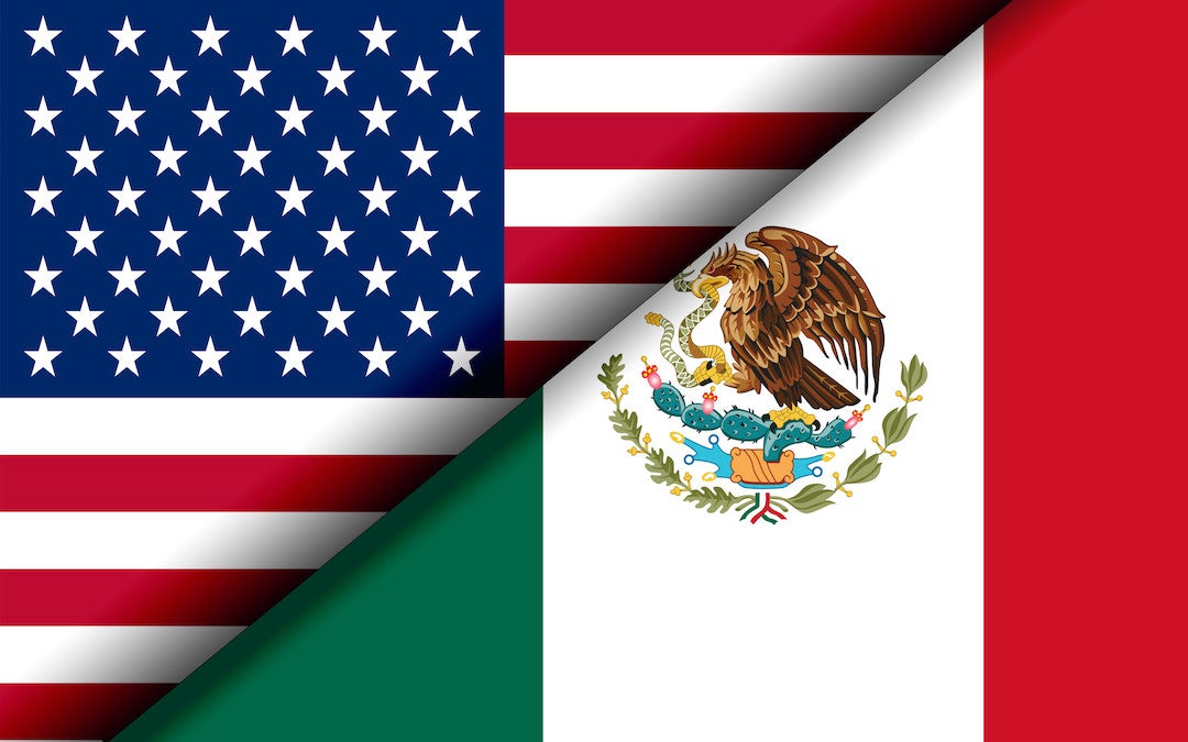 Mexican and US flag collage