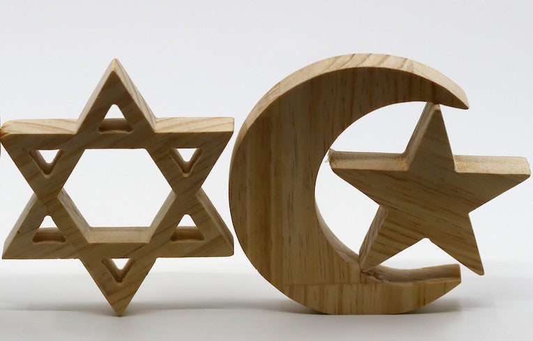 PIcture of Jewish and Islamic religious symbols. Photo credit: 123rf.com