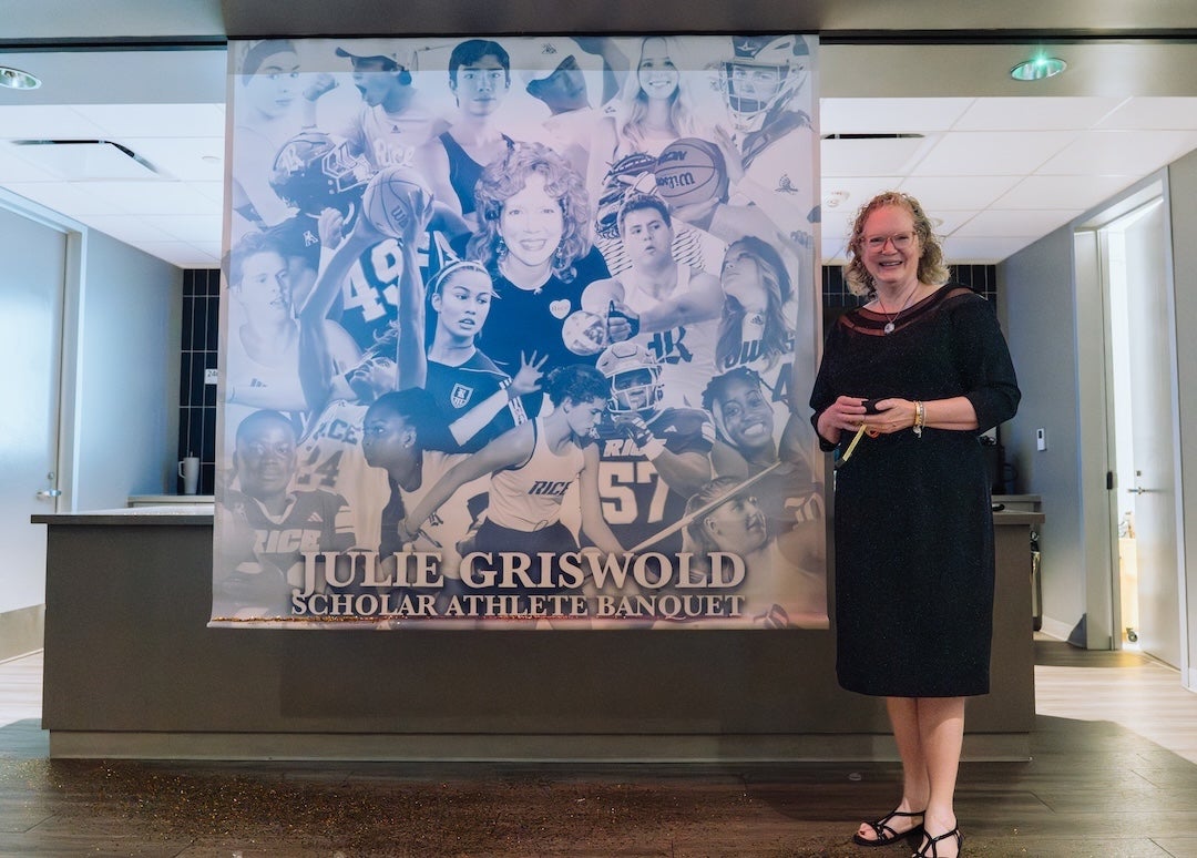 Rice University celebrated the achievements of its student-athletes and the legacy of one of their most influential mentors during the 40th annual Scholar-Athlete Celebration March 5 in the R Room at Rice Stadium.