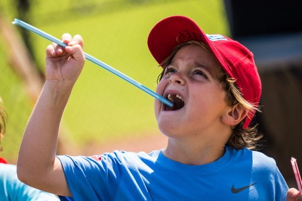 Boy eating candy stick