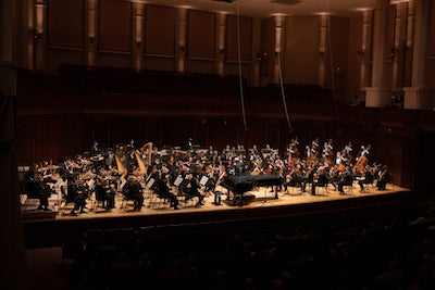 The Shepherd School Symphony Orchestra performs at the opening night concert.