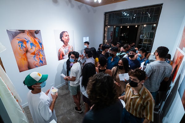Baker College senior Magdah Omer, a bioengineering major and medical humanities minor, debuted their first solo art exhibition Oct. 15 at Sleepy Cyborg.