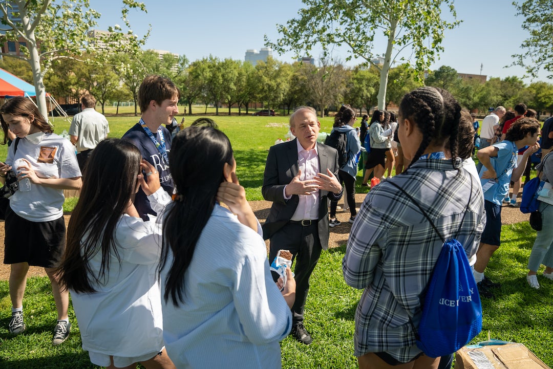 Rice President David Leebron with admitted students