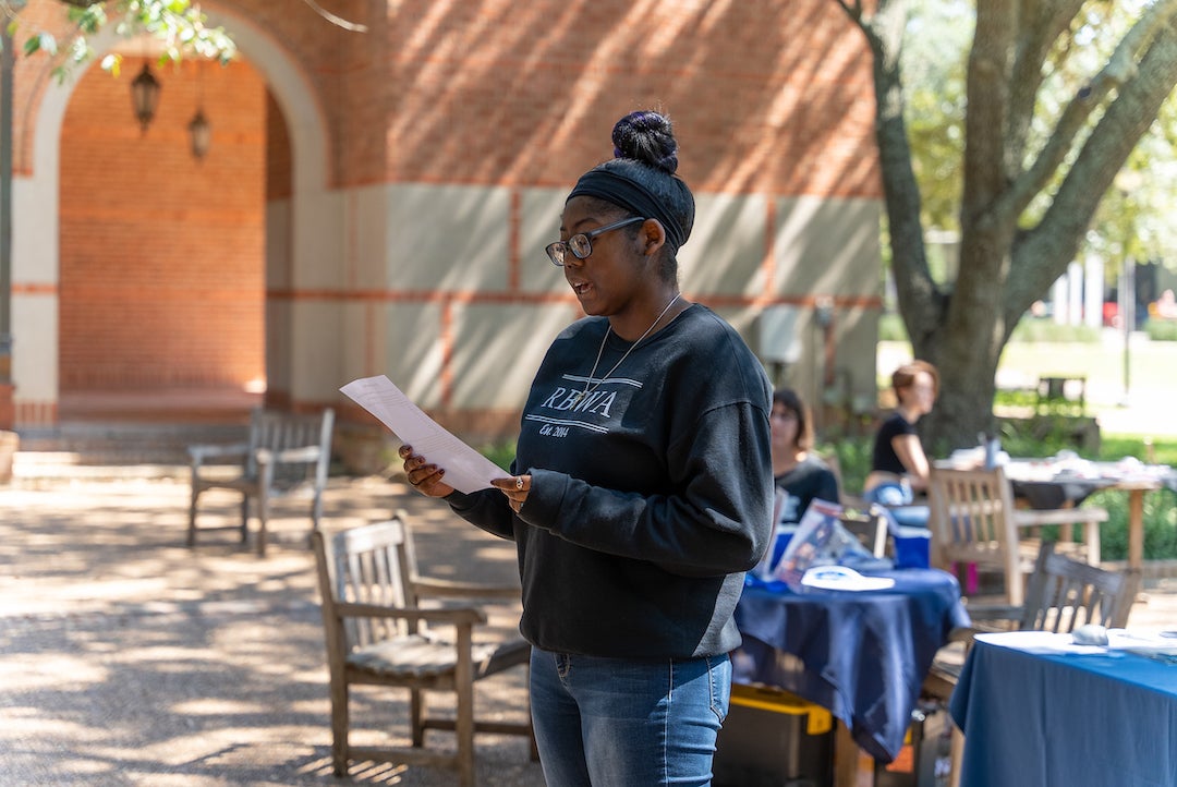 Rice student reads aloud at banned books read out event