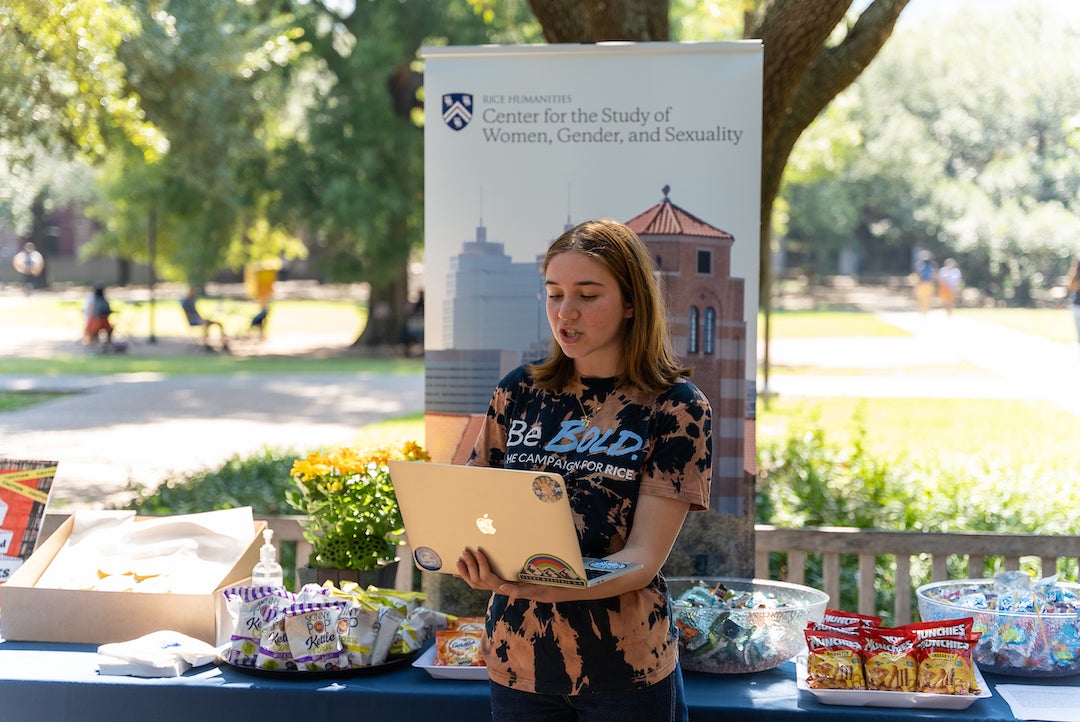 Rice student reads aloud at banned books read out event