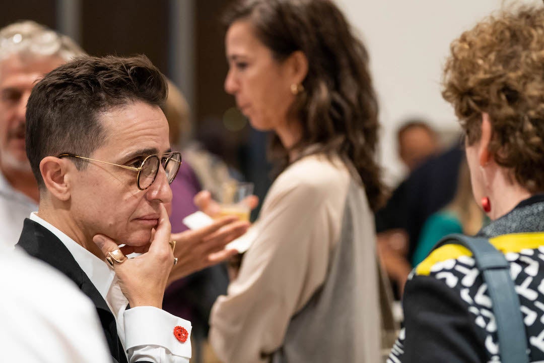 Masha Gessen during reception conversation with event attendees