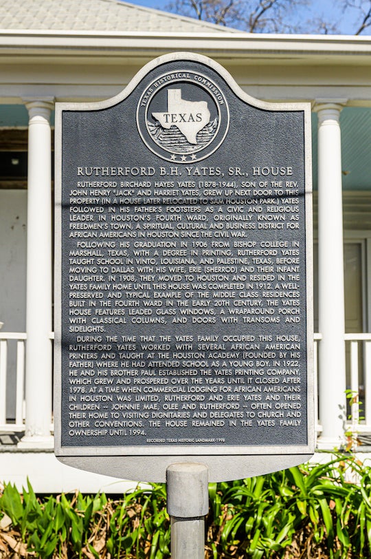 Yates museum historical marker in Freedmen's Town