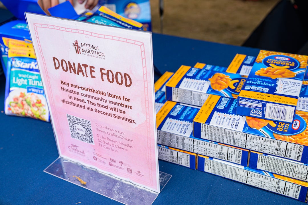 Food donation station during Mitzvah Marathon