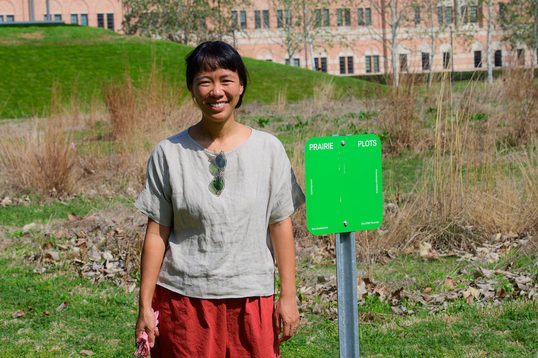 Maggie Tsang, an assistant professor in the School of Architecture, coordinated the Prairie Plots burn as part of a larger landscape installation project.