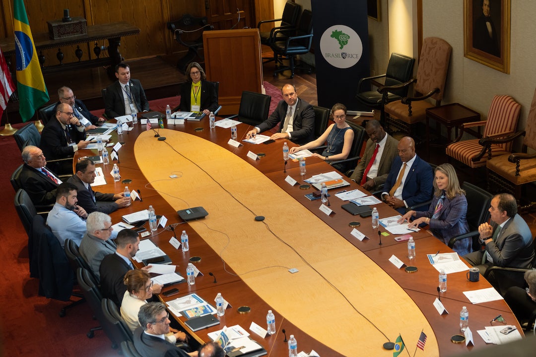 Fulbright Brazil delegation during meeting with Rice officials