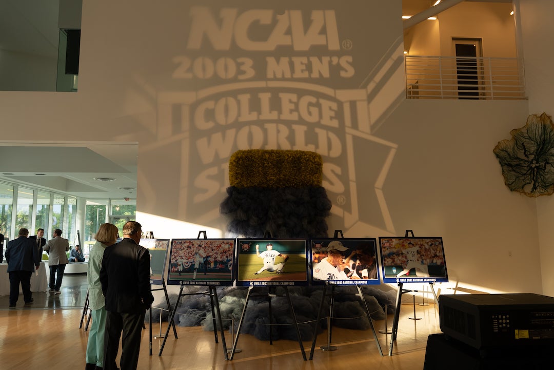 Players and coaches from the 2003 Rice baseball team celebrate the 20-year anniversary of the team's title run during a March 24 event dubbed "A Championship Celebration."