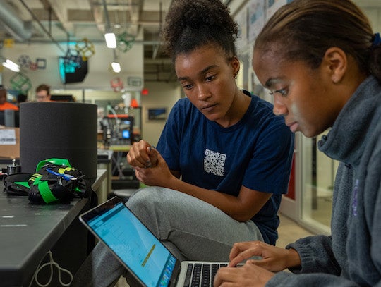 students working on prototype