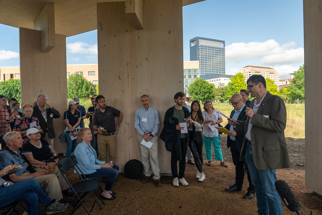 The Johnson Owl Deck at Harris Gully was introduced to the Rice community during a grand opening and dedication April 27.