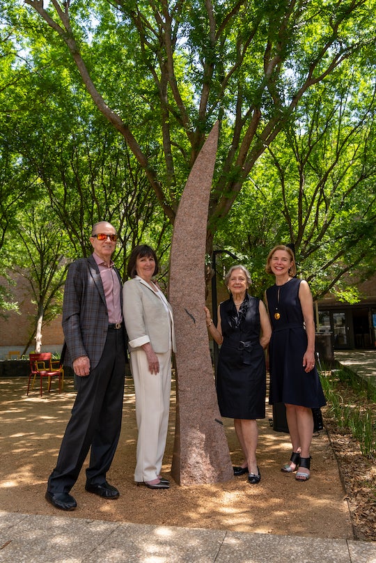 Brad Bucher, Susan Brochstein, Leslie Bucher and Alison Weaver alongside Spirit sculpture