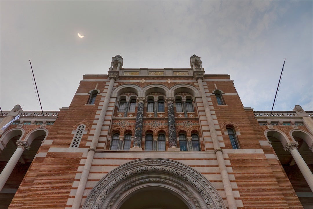 The eclipse on April 8, 2024 above Lovett Hall.