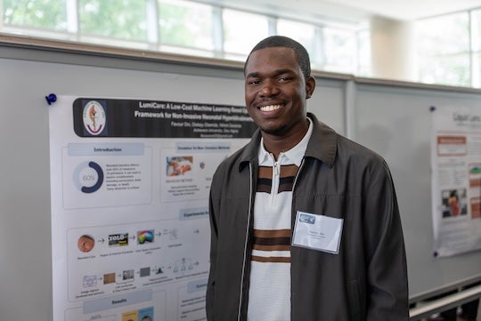 Favour Oni, representing LumiCare from Achievers University in Nigeria (Credit: Jared Jones/Rice University).
